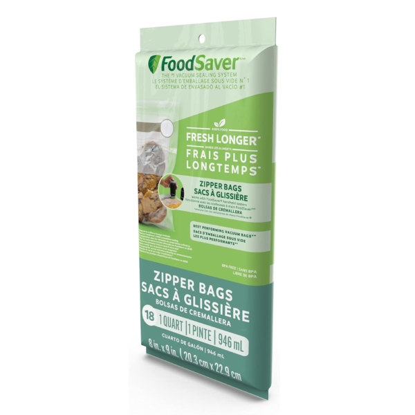 FoodSaver Vacuum Zipper Quart Bags, 18 Count
