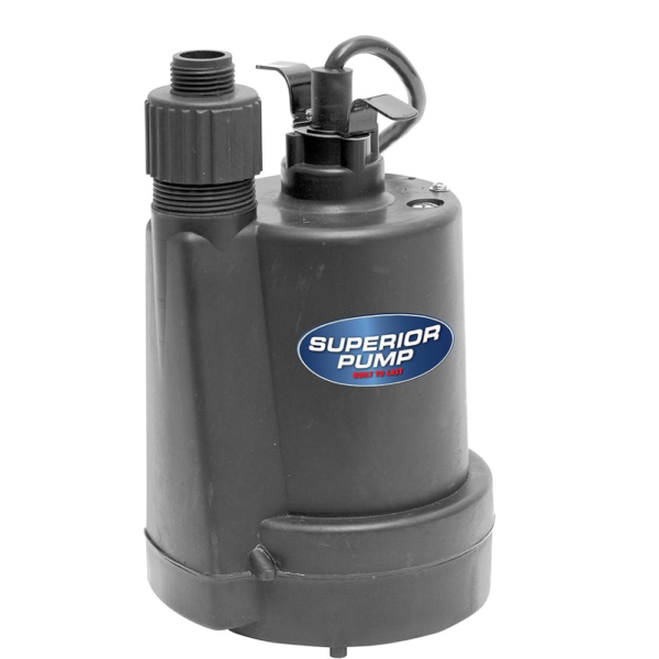 Superior Pump 91025 1/5 HP Thermoplastic Submersible Utility Pump